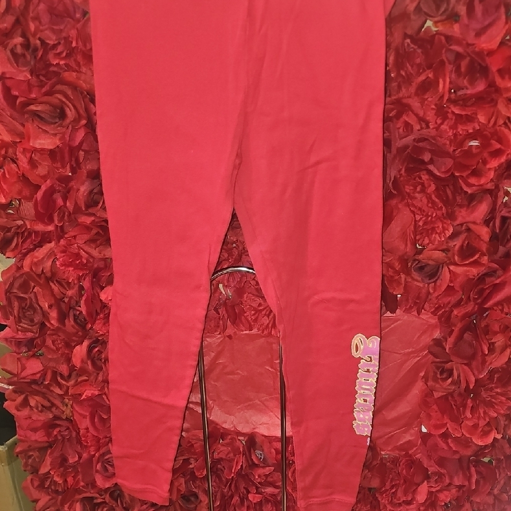 Circo Girls Red Pajama Pant Leggings With Glitter Princess On Leg Size 8